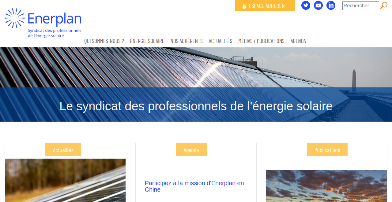 ENERPLAN, SYNDICAT DES PROFESSIONNELS DE L'ENERGIE SOLAIRE